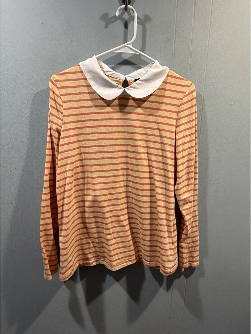 Womens Allegra K Long Sleeves T Shirt Size Medium Yellow/Orange Striped